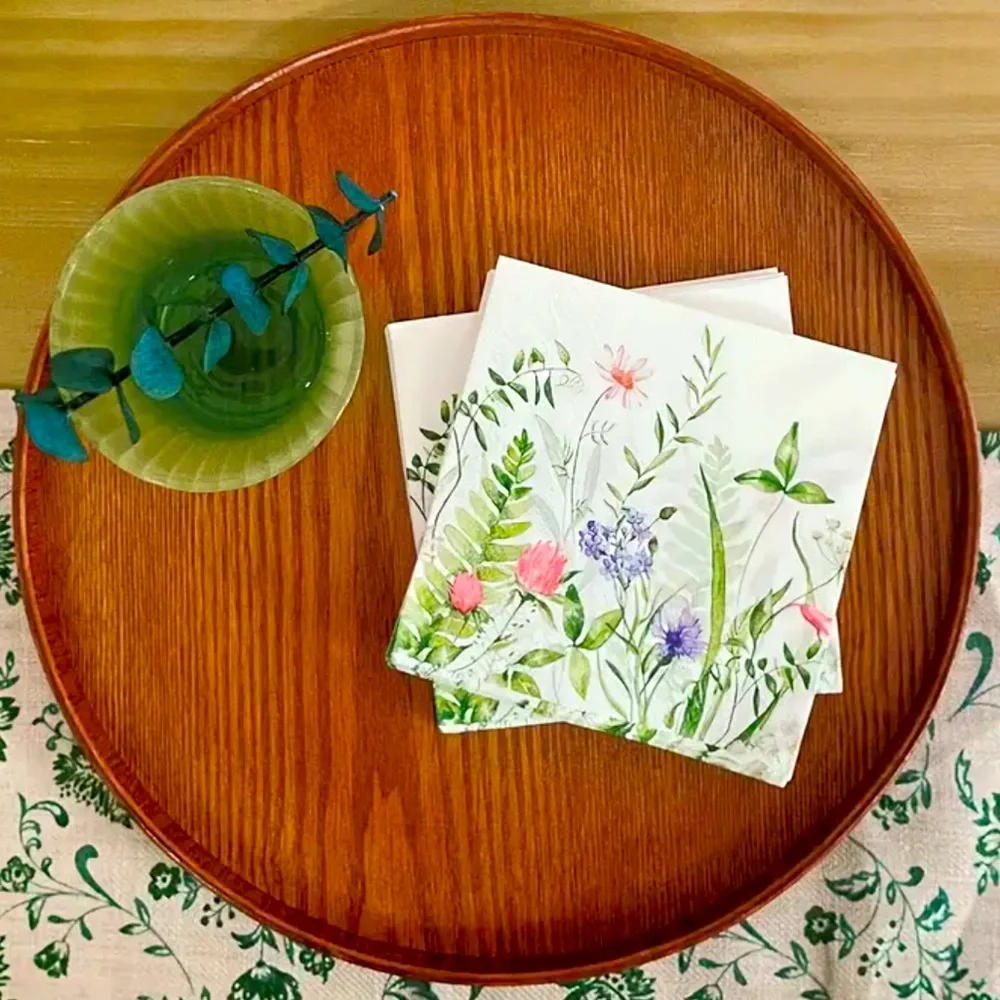 Floral Design Cocktail Beverage Paper Napkins, 20 ct